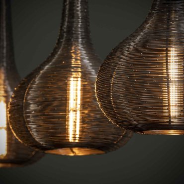 Vico Wire Cone - Lampe suspendue 3L - 115 x 26 x 150cm - argenté