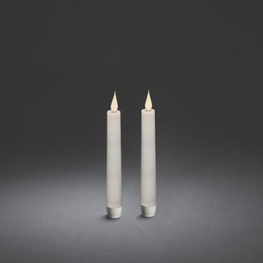 Konstsmide - set de 2 bougies flicker avec flamme 3D sur piles avec télécommande - Ø 2,5 x 21 cm - blanc