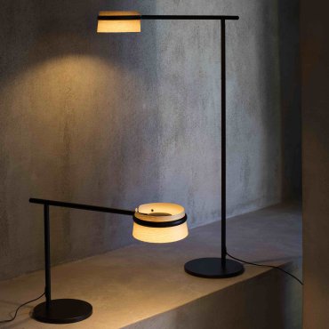 Faro Loop - lampe de table - 65 x 22 x 45 cm - 6W dimmable LED inclus - noir et marron clair