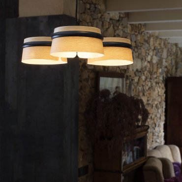 Faro Loop - lampe suspendue - Ø 52 x 9 cm - 3 x 6W LED inclus - brun clair