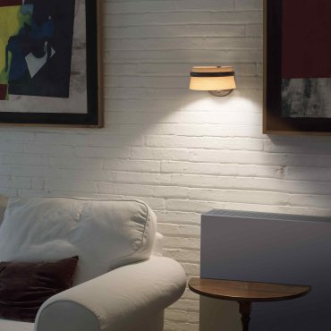 Faro Loop - applique murale - 19 x 24 x 13 cm - 6W LED dimmable inclus - marron et noir - Bois de frêne