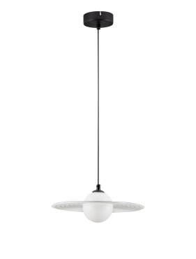 Nova Luce Reflet - lampe suspendue - Ø 30 x 220 cm - noir sablé et blanc