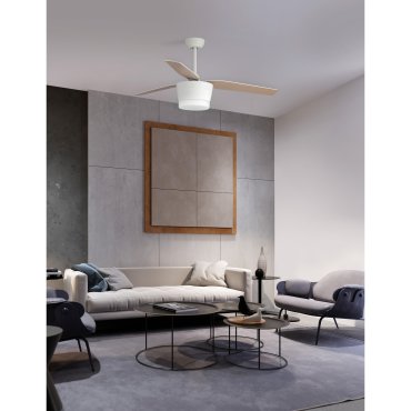 Nova Luce Monsoon - ventilateur de plafond avec lumière et télécommande - Ø 132 x 51 cm - 18W LED inclus - blanc