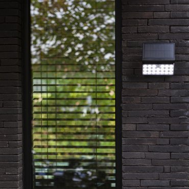 Lutec Tuda - applique solaire extérieure avec détecteur de mouvement - smart lighting - Lutec Connect - 18 x 11,1 x 19,2 cm - 8,5W LED inclus - IP44 - noir