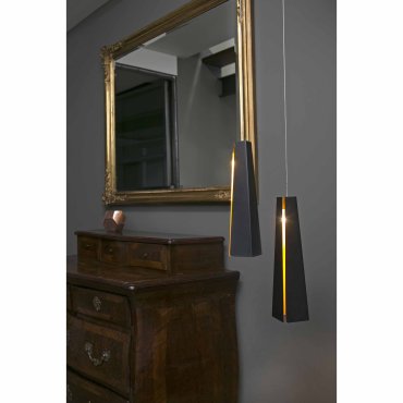 Faro Pluma - lampe suspendue - Ø 8,2 x 36 cm - 3W LED inclus - noir et or