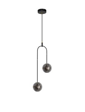 Nova Luce Las - lampe suspendue - Ø 31 x 210 cm - 20W LED inclus - noir sablé, or et gris fumé