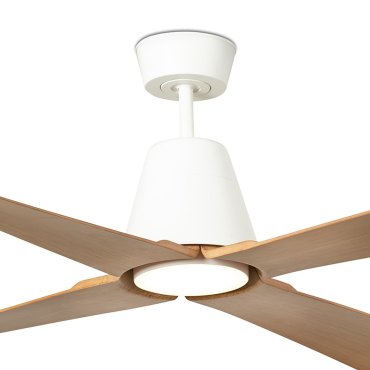 Faro Typhoon - ventilateur de plafond avec lumière et télécommande - Ø 127 cm - 19W LED inclus - IP44 - blanc et érable