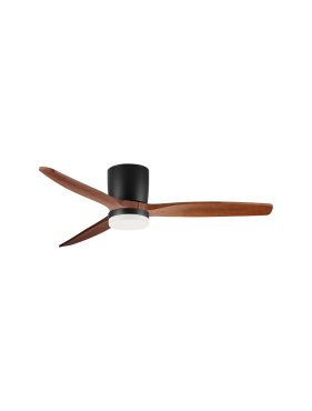 Nova Luce Aloa - ventilateur de plafond avec lumière et télécommande - Ø 132 x 27,5 cm - 18W LED inclus - noir sablé et bois foncé