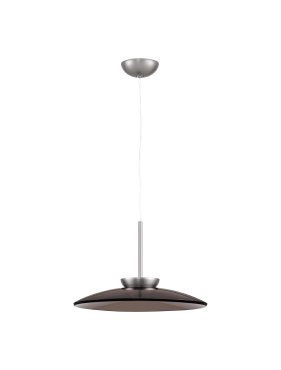 Nova Luce Esti - lampe suspendue - Ø 50 x 240 cm - 21W dimmable LED inclus - nickel brossé et verre brun foncé