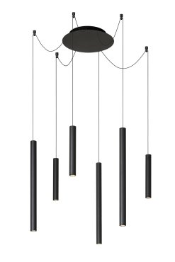 Lucide Lorenz - lampe suspendue - 120 x 120 x 130 cm - 6 x 4W LED dimmable inclus - noir