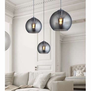 Searchlight Balls - lampe suspendue - Ø 30 x 120 cm - verre fumé