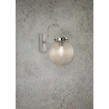 Searchlight Belvue - applique murale avec interrupteur à tirette - 16 x 27 cm - IP44 - chrome