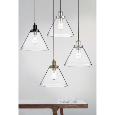 Searchlight Pyramid - lampe suspendue - Ø 29 x 100 cm - transparent et chromé