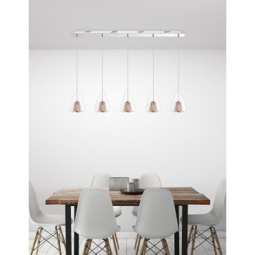 Nova Luce Hugo - lampe suspendue - 112 x 120 cm - or rose et chrome