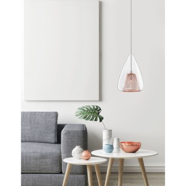 Nova Luce Hugo - lampe suspendue - Ø 16,5 x 120 cm - or rose et chrome