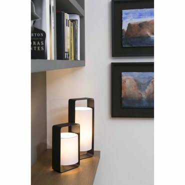 Faro Lula - lampe à poser - 16 x 15 x 27 cm - noir et blanc