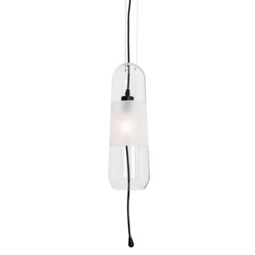 Maxlight Mauri - lampe suspendue - Ø 12,5 x 180 cm - noir et verre transparent