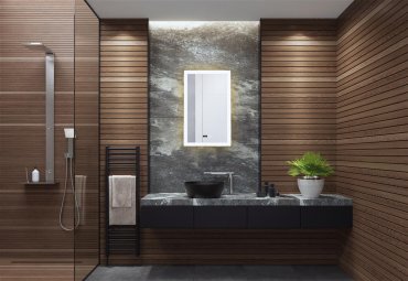 Searchlight - miroir lumineux avec éclairage et horloge digitale - 60 x 90 cm - 49W LED dimmable inclus - IP44 - blanc