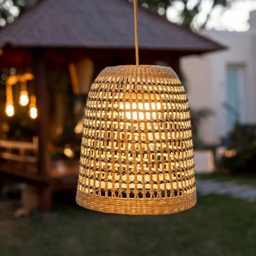 New Garden Positano - lampe suspendue avec source lumineuse rechargeable et télécommande - 9W dimmable LED inclus - Ø33 x 335 cm - IP54 - brun