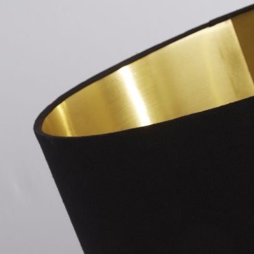 Searchlight Velvet Drum - abat-jour - Ø 40 x 24 cm - noir et or