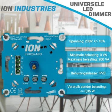 Ion Industries - variateur LED encastré - 0,3 à 200W - avec montage à vis