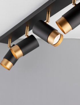 Nova Luce Pogno - spot en saillie 4L - 80 x 6 x 12,5 cm - noir sable et or