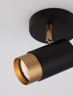 Nova Luce Pogno - spot en saillie 1L - Ø 10 x 14 cm - noir sable et or