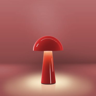 Century Italia Coco - lampe de table d'extérieur sans fil avec station de charge - Ø 16 x 25,5 cm - 1,5W LED dimmable inclus - IP44 - rouge