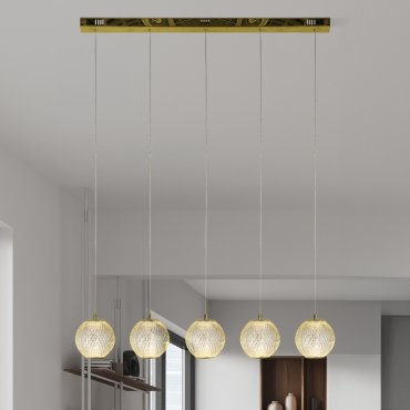 Searchlight Allure - lampe suspendue - 100 x 150 cm - 21W dimmable LED inclus - laiton satiné et transparent