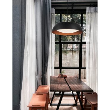 Nova Luce Landon - lampe suspendue - Ø 60 x 170 cm - 40W LED dimmable inclus - noir et cuivre