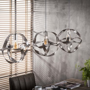 MODÈLE D’EXPOSITION - Vico Twist - lampe suspendue 3L - 120 x 30 x 110 cm - vieil argent