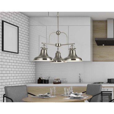 Searchlight Dallas - lampe suspendue - Ø 63 x 150 cm - argent satiné