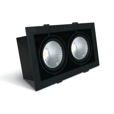 ONE Light COB Box Type Shop - spot à encastrer - 350 x 185 mm, 320 x 160 mm taille d'encastrement - 2 x 30W LED inclus - noir - couleur de lumière blanc chaud