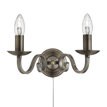 Searchlight Richmond - applique murale avec interrupteur à tirette - 30 x 16 cm - laiton antique