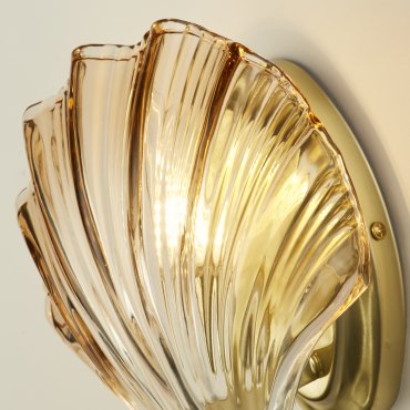 Searchlight Shell - applique murale - 20 x 22 cm - IP44 - laiton satiné et ambre