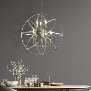 Searchlight Orbit - lampe suspendue - Ø 80 x 200 cm - laiton antique