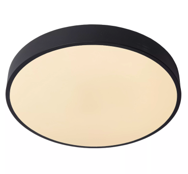 Lucide Unar - plafonnier - Ø 39,50 x 5 cm - 24W LED dimmable inclus - 3 niveaux de dimmer - noir