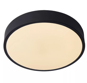 Lucide Unar - plafonnier - Ø 30 x 5 cm - 18W LED dimmable inclus - 3 step dimmer - noir