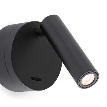 Faro Boc - applique murale avec interrupteur - 8,5 x 11 x 17 cm - 3W LED inclus - noir mat