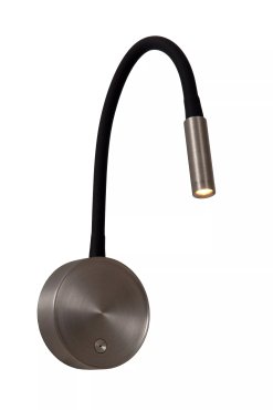 Lucide Asja - applique murale rechargeable - Ø 8,5 x 42,1 cm - 3W LED dimmable inclus - noir et gris
