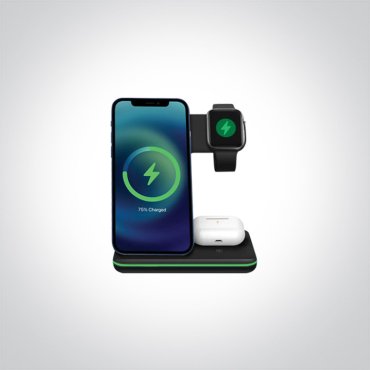 ONE Light Gadgets - chargeur sans fil pour appareils intelligents - 13,6 x 10,1 x 13,6 cm - noir