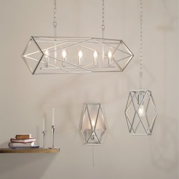 Searchlight Chassis - lampe suspendue - 25 x 25 x 95 cm - argent satiné