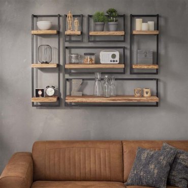 Vico Edge - étagère murale - 30 x 25 x 65 cm - bois d'acacia