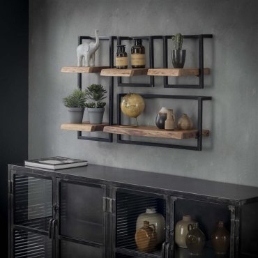 Vico Edge - étagère murale - 30 x 25 x 30 cm - bois d'acacia