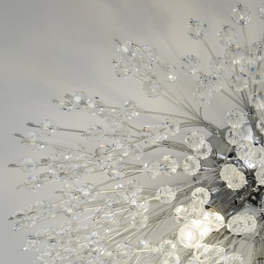 Searchlight Sunburst - plafonnier - 39 x 20 cm - chrome et transparent