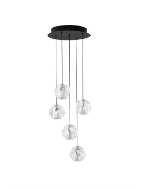 Nova Luce Ifos - lampe suspendue - Ø 30 x 150 cm - 25W dimmable LED inclus - noir sablé et métal chromé