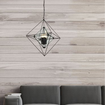 Searchlight Diamond - lustre - 57 x 57 x 150 cm - noir mat