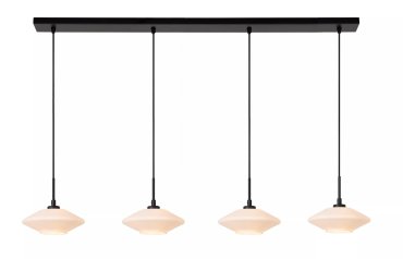 Lucide Trevor 4L - lampe suspendue - 125 x 20 x 150 cm - noir et opale