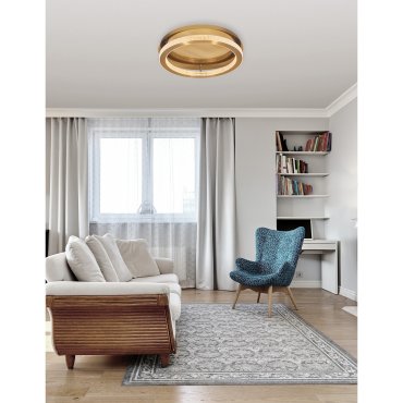 Nova Luce Fiore - plafonnier - Ø 40 x 12 cm - 40W LED dimmable inclus - antique gold brass