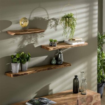 Vico Natural Edge - étagère murale - 120 x 20 x 4 cm - bois d'acacia